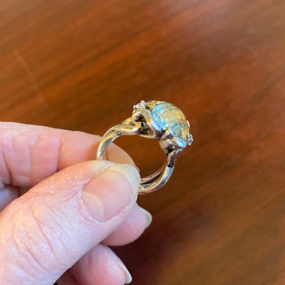 Premium Huge Sparkling Topaz Gem Ann King Sterling Silver & 18K Gold Size 7 Ring - Picture 5 of 7